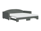 Daybed with pull-out bed and dark grey mattress 100x200 cm fabric 01050NPQQ
