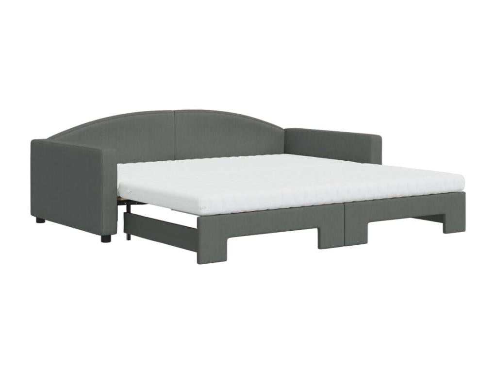 Daybed with pull-out bed and dark grey mattress 100x200 cm fabric 01050NPQQ