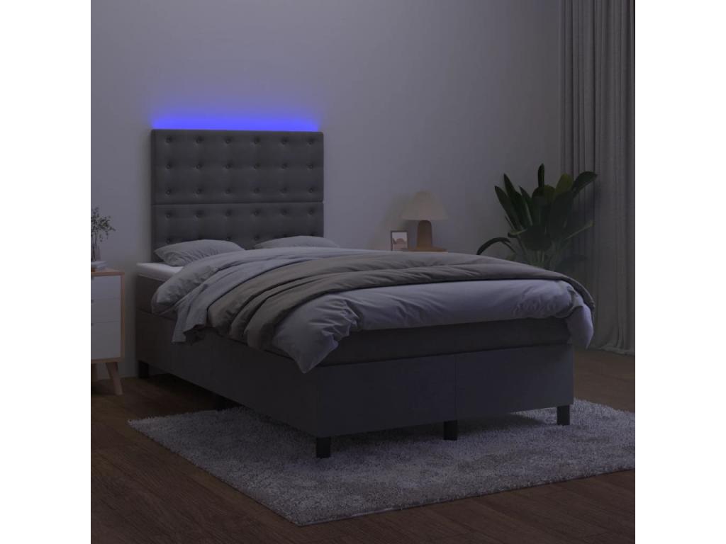 Bohometop bed base with dark grey LED mattress 120x190 cm 35474AUQJ