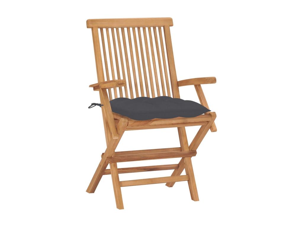Garden chairs with anthracite cushions, 2 pieces, teak wood, 84609QAIR