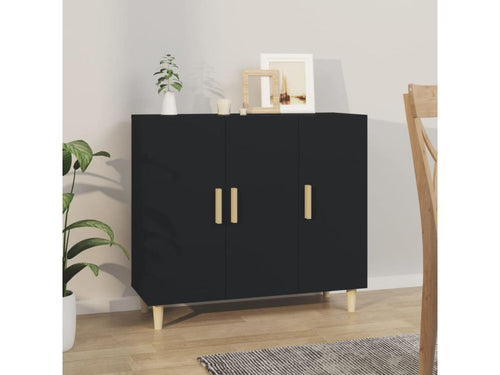 Black sideboard 90x34x80 cm engineered wood