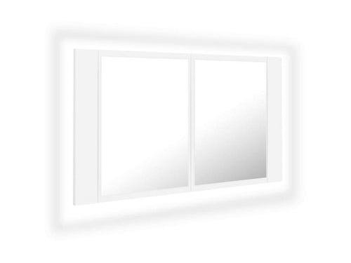 Bathroom cabinet with LED mirror, white, 80x12x45