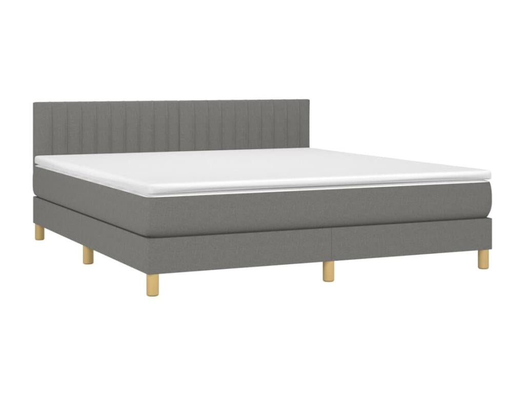 Upholstered bed base and mattress with LED lighting, Dark Grey, 180x200 cm, Fabric 93797URMN