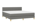 Upholstered bed base and mattress with LED lighting, Dark Grey, 180x200 cm, Fabric 93797URMN
