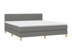 Upholstered bed base and mattress with LED lighting, Dark Grey, 180x200 cm, Fabric 93797URMN