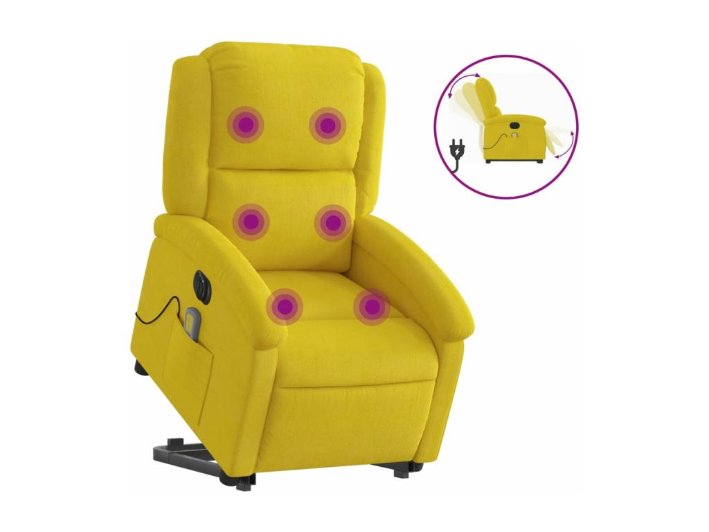 Yellow velvet electric reclining massage chair