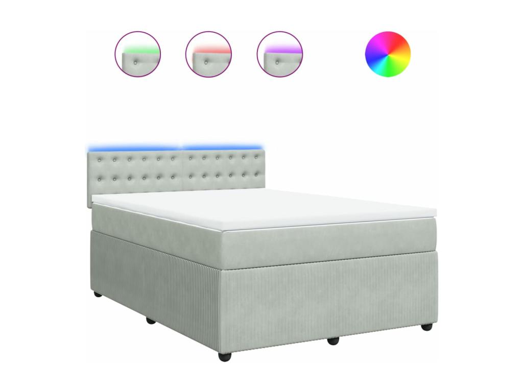 Bohometop bed base and mattress, light grey, 140x200cm, velvet, 48443KWDK
