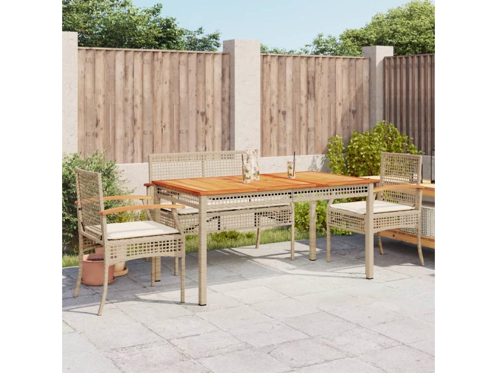 5-piece garden dining set with cushions, beige poly rattan