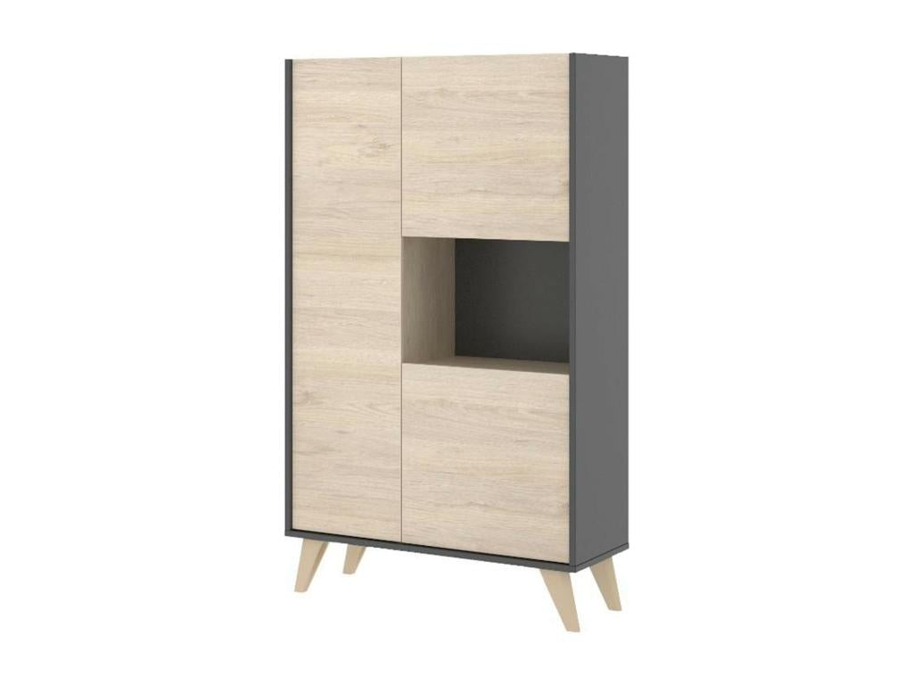 Bohometop Highboard - 3 Doors / 1 Niche - Oak / Anthracite Finish 80006HBFE