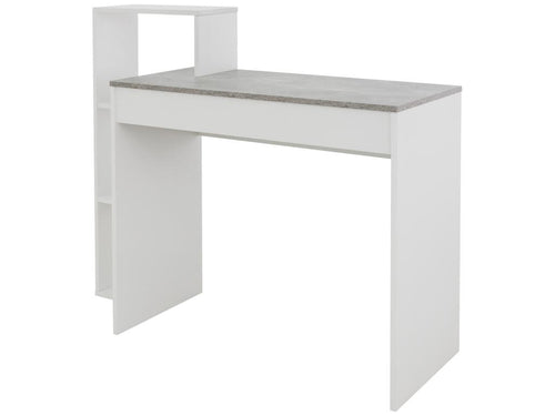 Homelumiere White PC Desk with Shelves and Grey Top