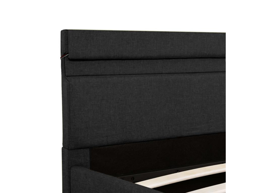 Bed frame with hydraulic storage and LED lighting, dark grey, 120x200cm, 15363JPJK