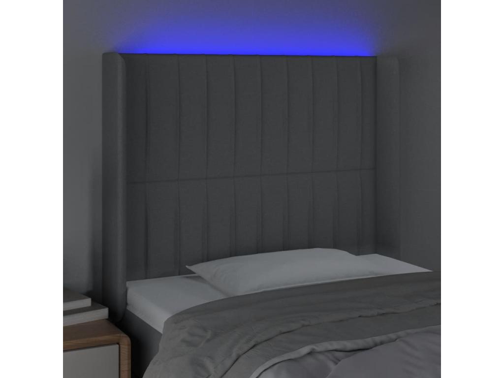 Light Grey LED Headboard 103x16x118/128 cm Fabric 04811MDVK