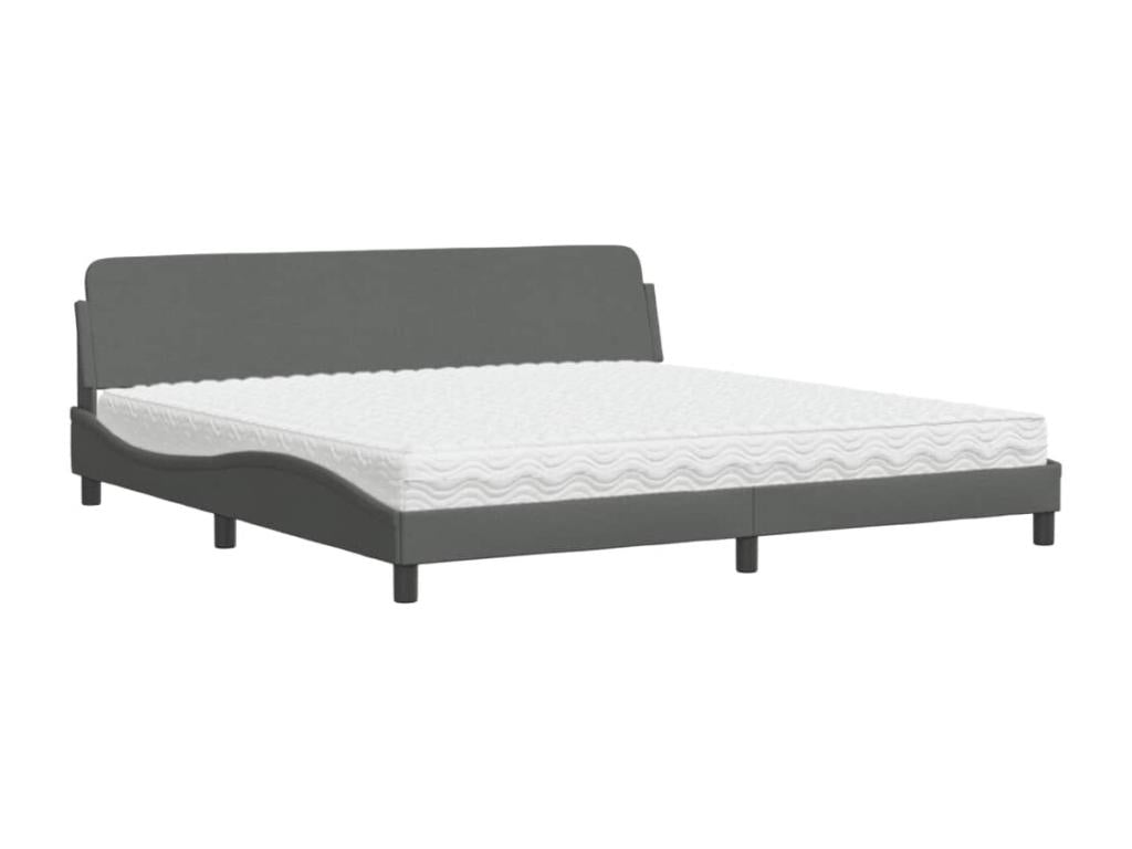 Bed with dark grey mattress 200x200 cm fabric 82583FOOP