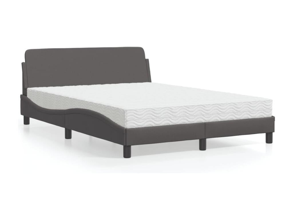 Bed with grey mattress 120x200 cm faux leather