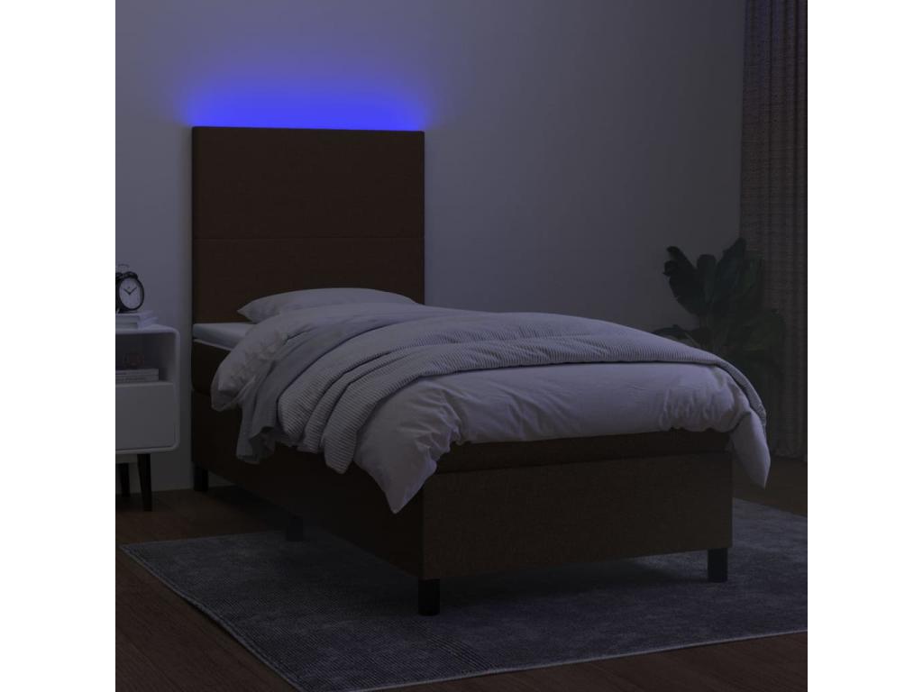 Bohometop bed base and mattress with LED light, dark brown, 90x200cm, 07340MSXQ