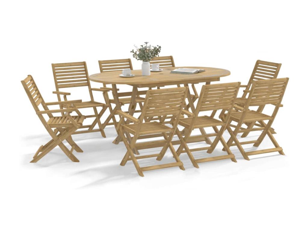 Bohometop 9-Piece Solid Wood Garden Dining Set 70751FUEL