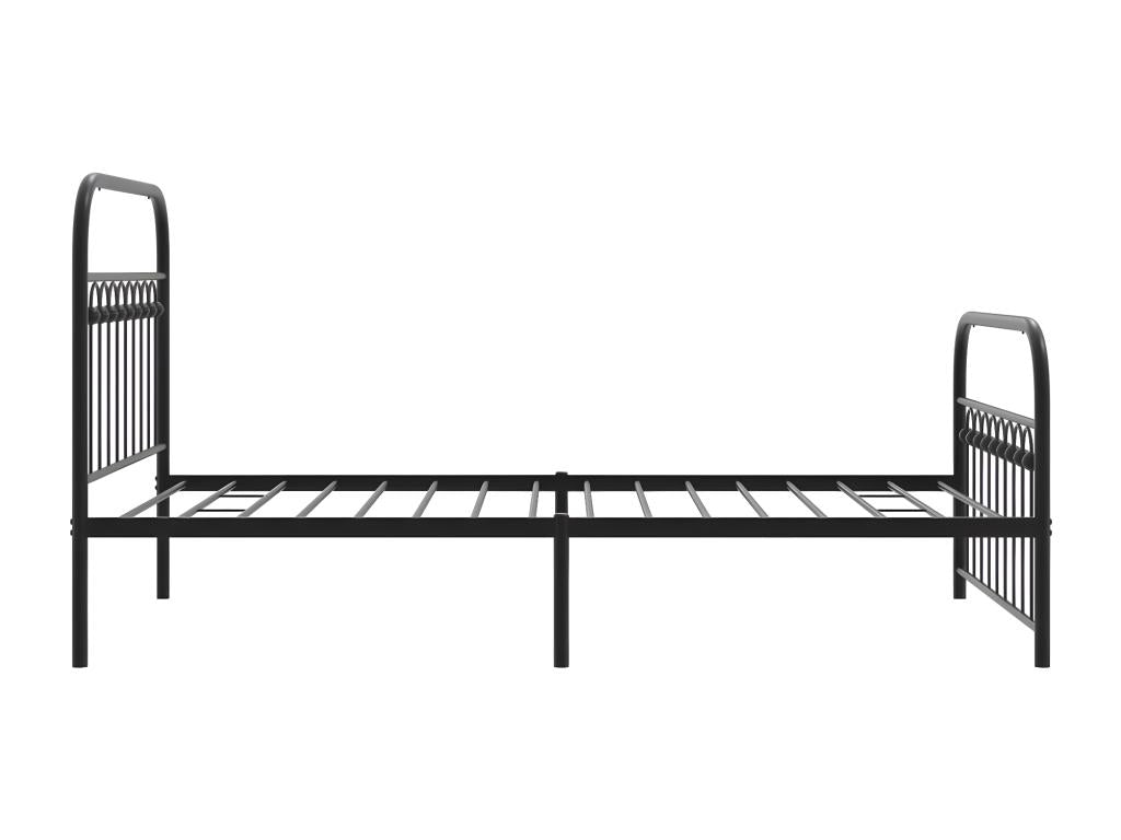 Black metal bed frame with headboard/footboard, 100x190 cm