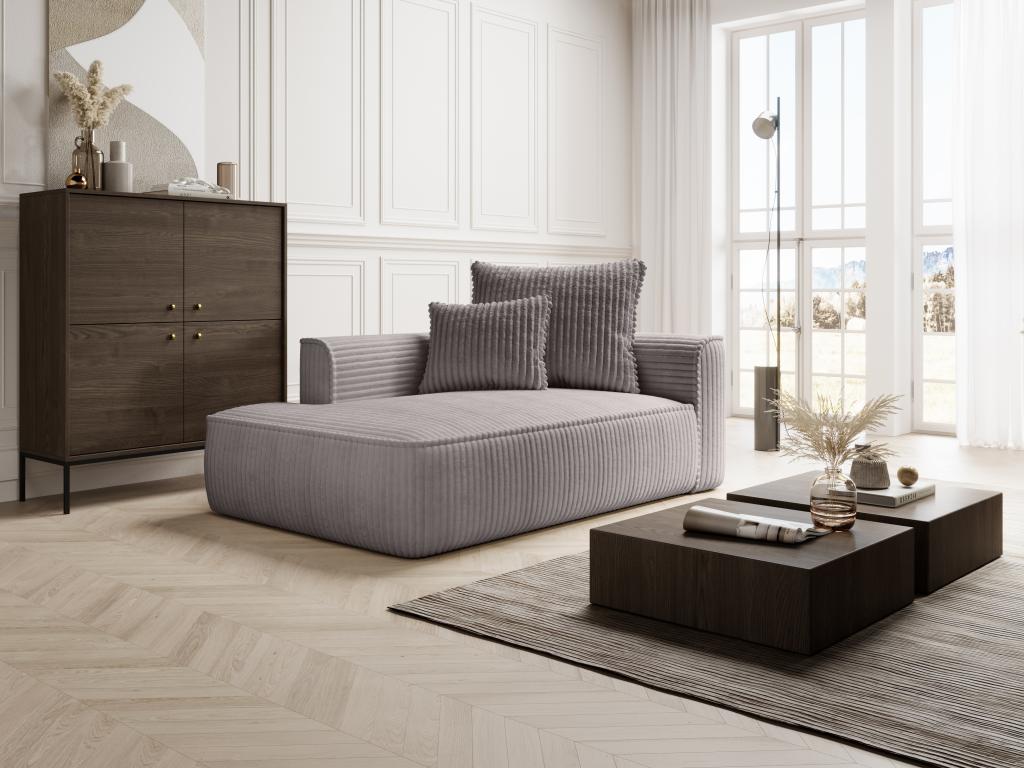 Left-facing chaise longue in wide-wale light grey corduroy Delimoa 54469ZACI