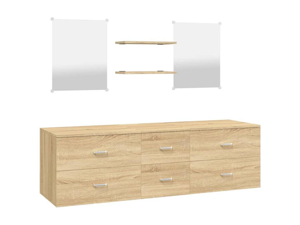 5-piece bathroom furniture set, engineered oak wood 03670BPPL