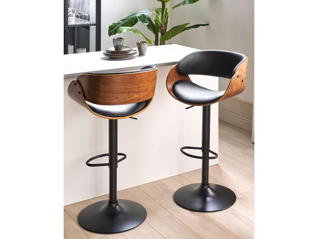 Homelumiere II Bar Stool, Black PU Leather
