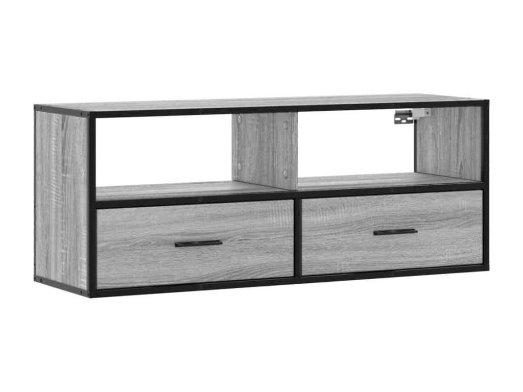 Bohometop TV stand, grey, 100x31x39.5 cm, engineered wood and metal, 99856EYTN