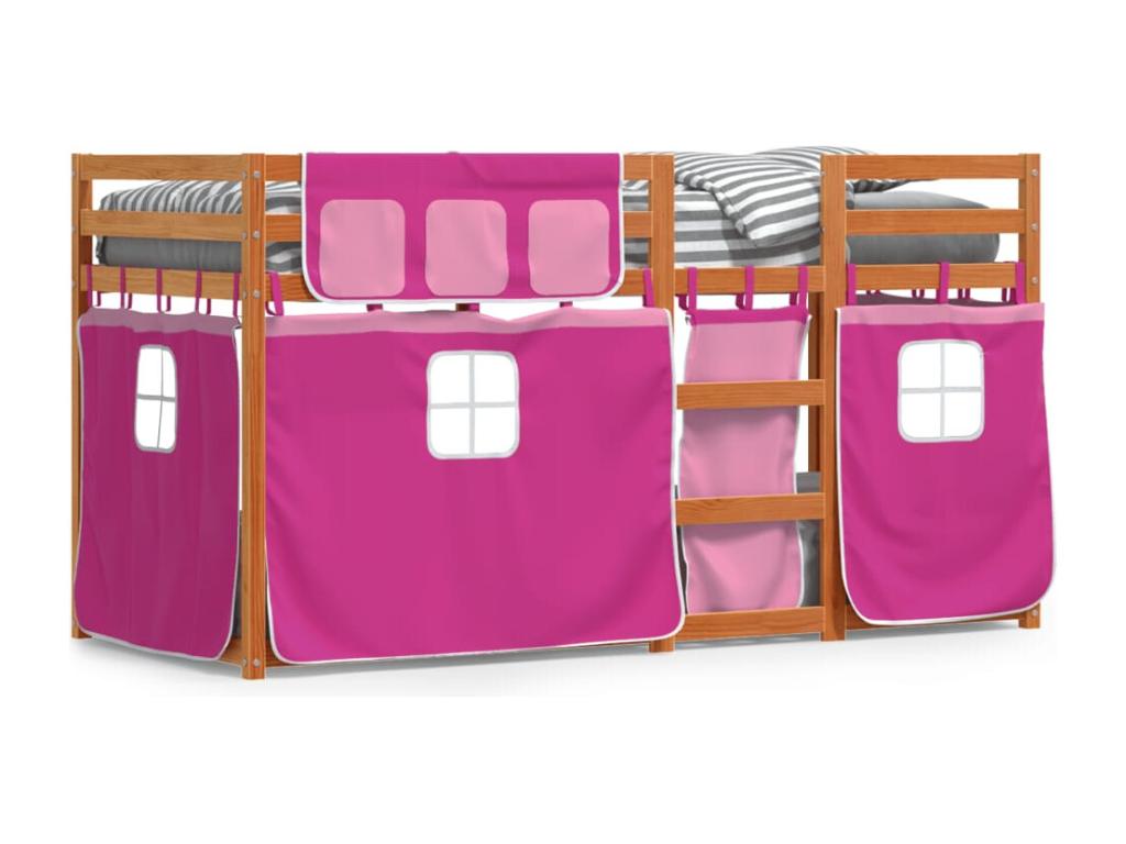 Bunk bed without mattress, pink, 75x190 cm, solid pine wood, 18069HELD