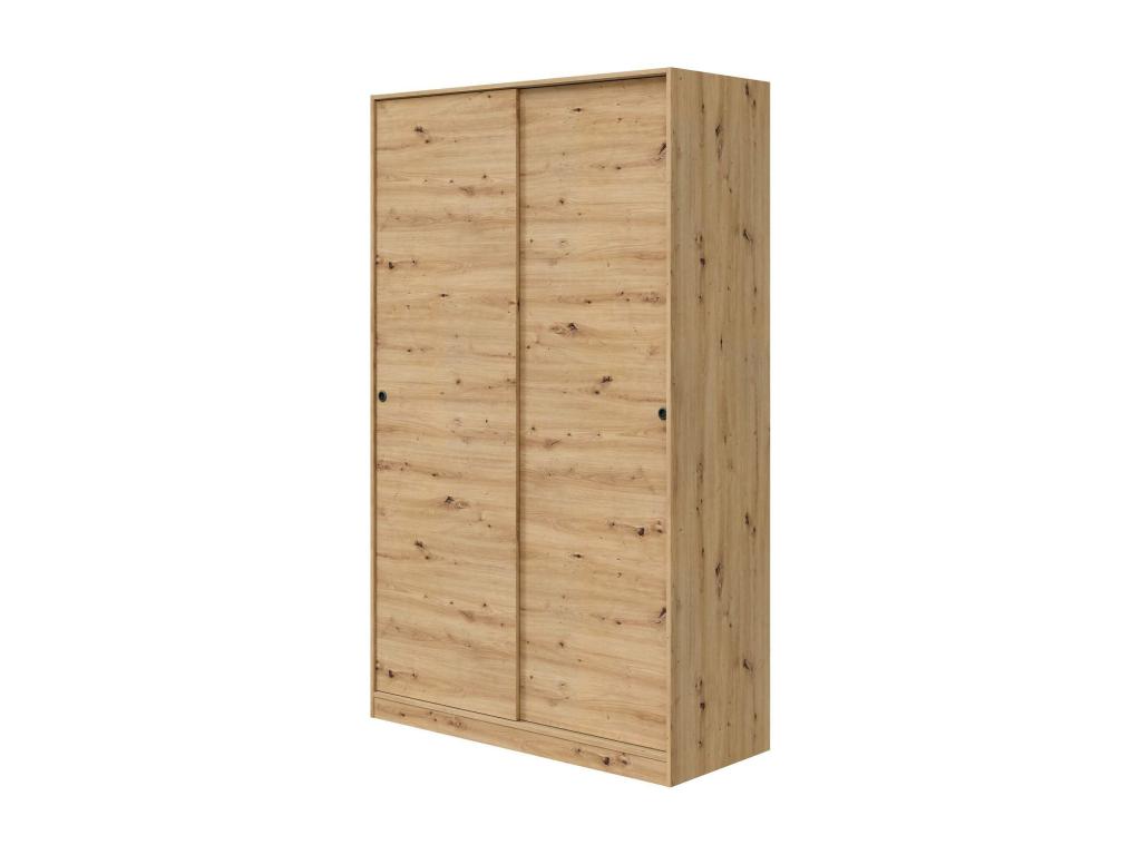 Homelumiere Wardrobe, Bedroom Wardrobe with 2 Sliding Doors, Wardrobe with 4 Shelves and Clothes Rail, 120x50x200 cm, Nodi Oak
