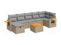 8-piece garden furniture set with cushions, beige wicker resin, 90200JCZU