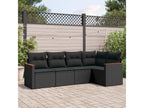 5-piece garden furniture set with cushions, black resin wicker, 62549SKMY