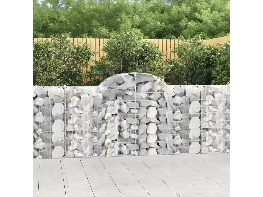 12 arched gabion baskets, 200x30x100/120 cm, galvanized iron, 02982CGGL