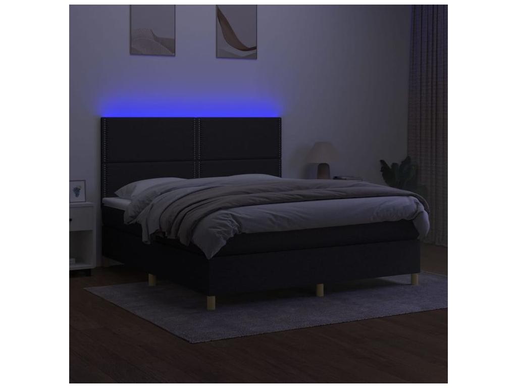 Bohometop bed base and mattress with LED lighting, black, 160x200 cm, fabric, 43119NFRE