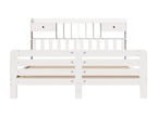 White bookcase bed without mattress, 200x200 cm, solid pine wood, 30725HELE