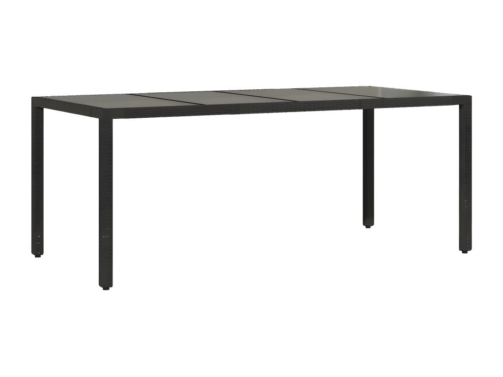 Homelumiere Premium - Garden table with glass top, black, 190x90x75cm, woven resin