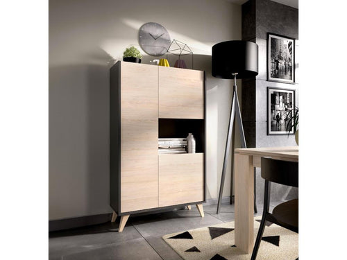 Bohometop Highboard - 3 Doors / 1 Niche - Oak / Anthracite Finish 80006HBFE