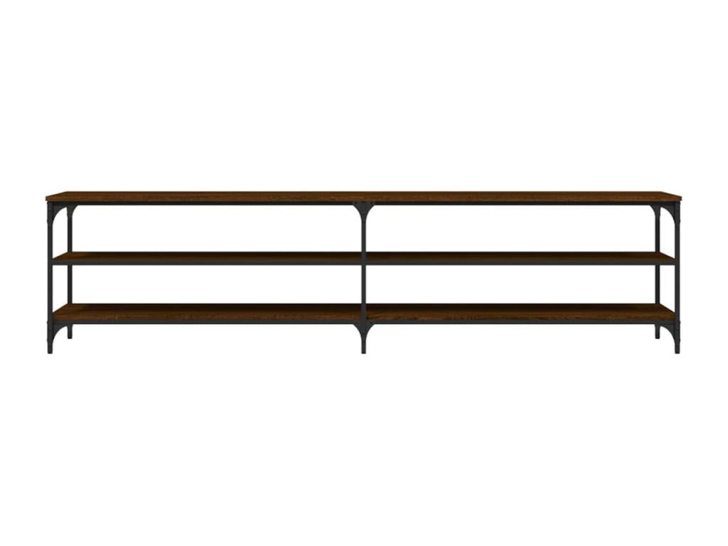 Brown oak TV stand 200x30x50 cm engineered wood and metal