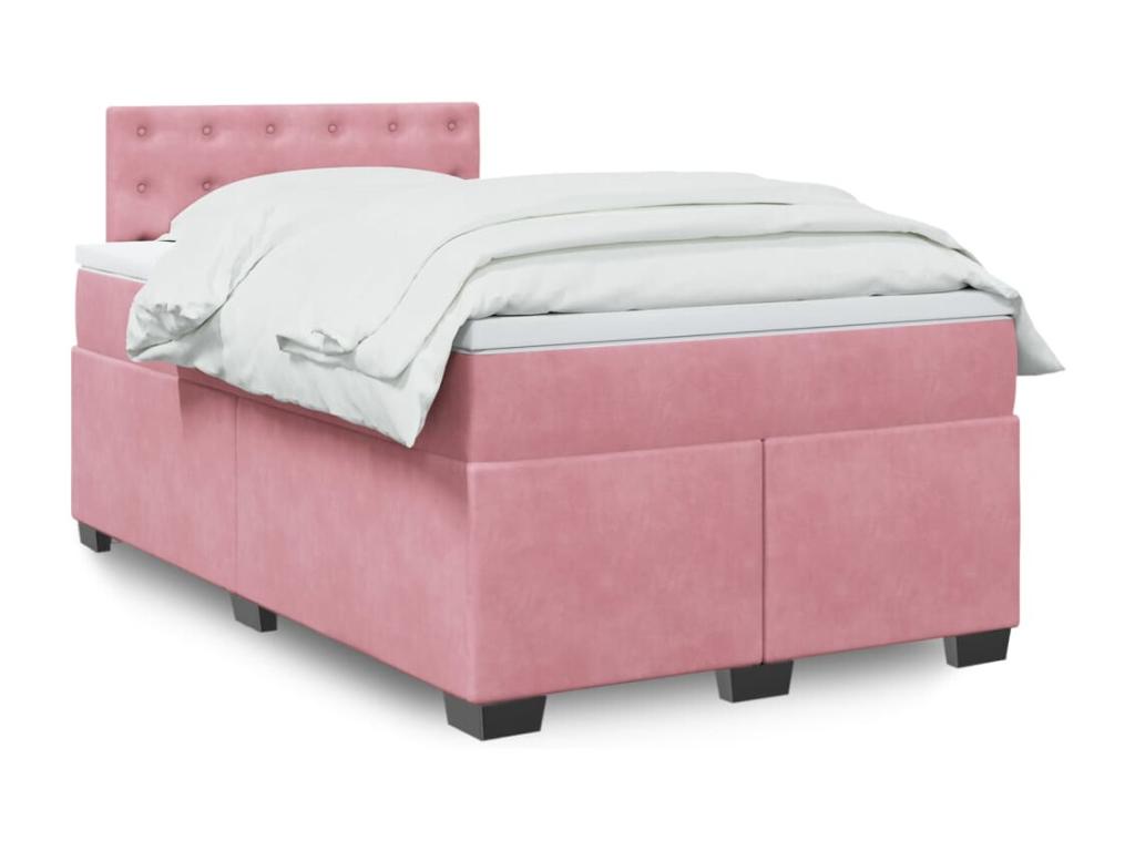 Bohometop bed base with pink velvet mattress 120x190 cm 48326FWJI