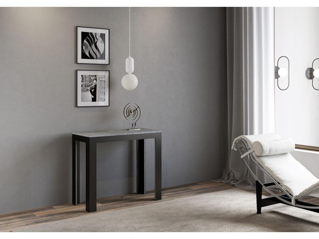 Bohometop Extendable Console Table 90x40/300 cm Concrete Grey Anthracite Frame 63961GMHT