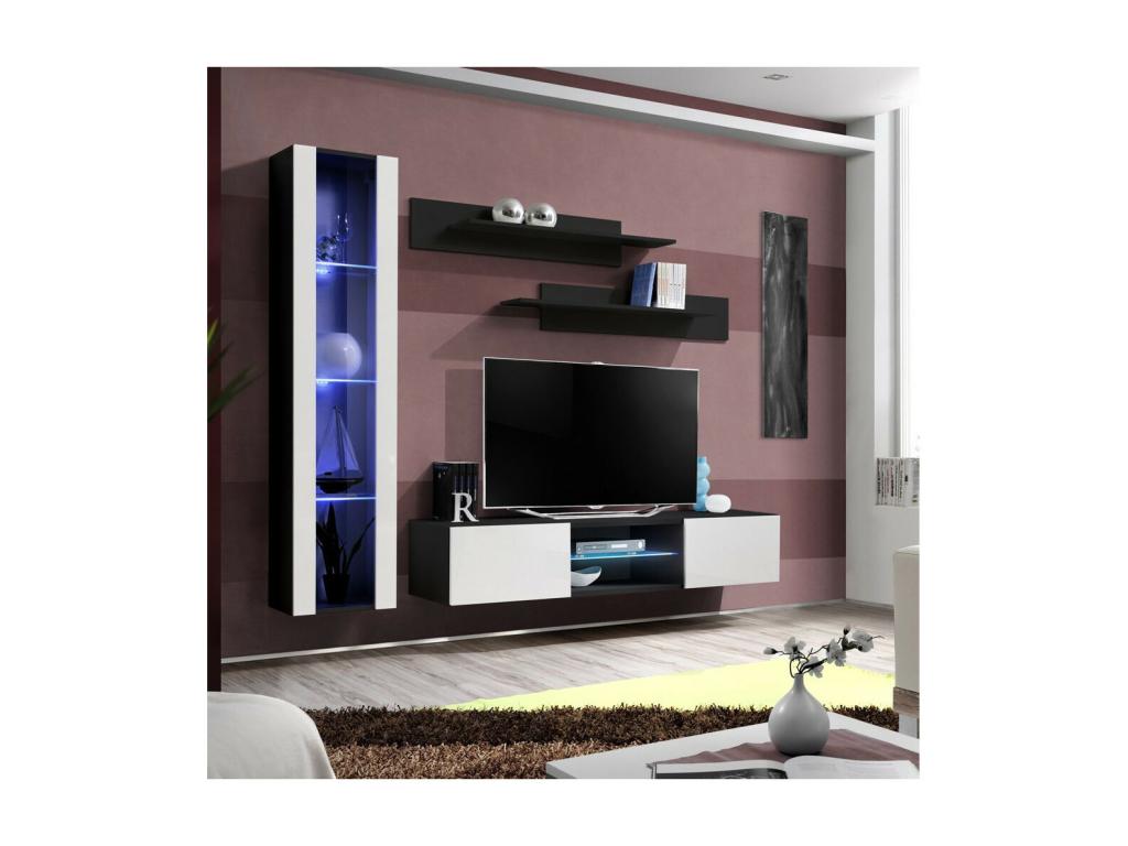 Homelumiere 210cm White/Black Designer Wall-Mounted TV Unit