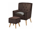 Homelumiere - Armchair with footstool in brown velvet