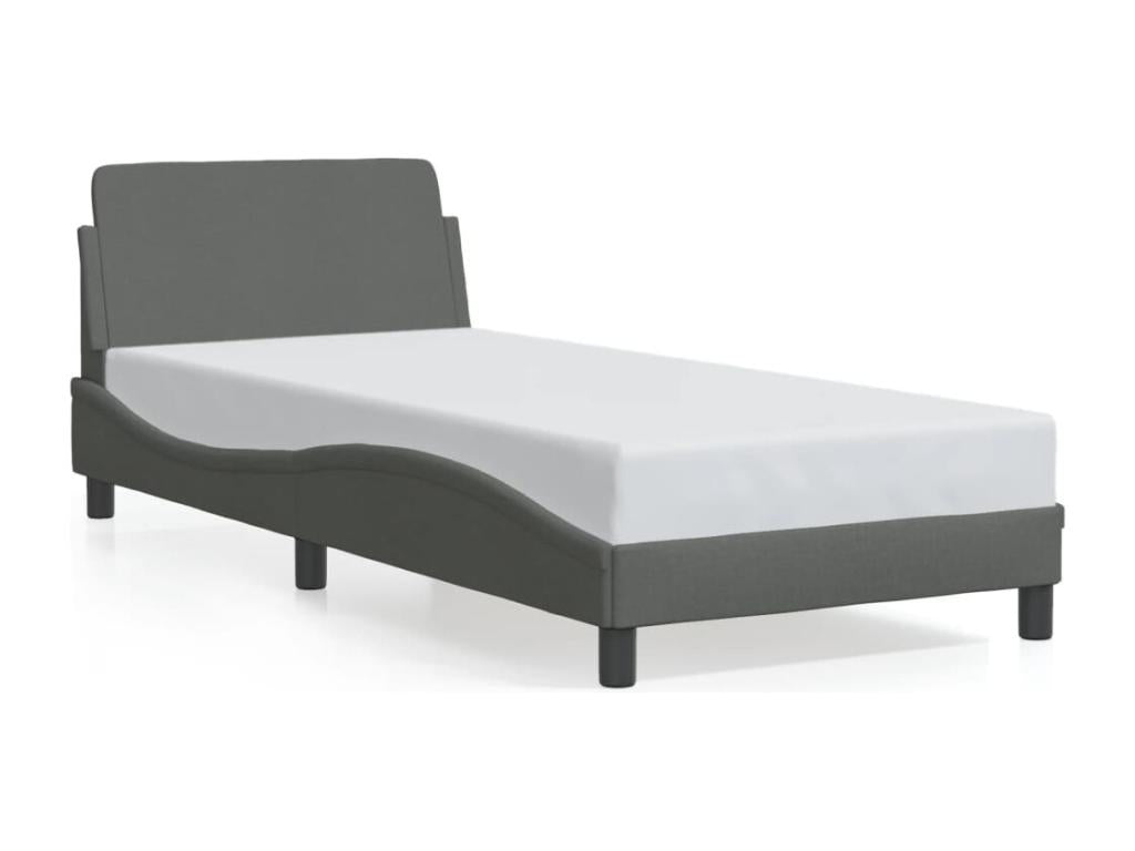 Bed frame without mattress, dark grey, 90x190 cm, fabric, 49466IZGO