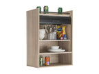 Kitchen storage cabinet with sliding door, wood/black - Bohometop 22196HYPM