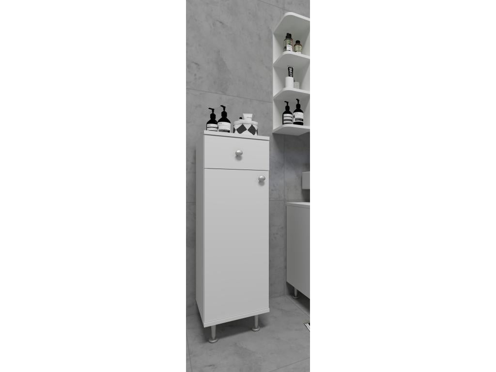 Homelumiere Wooden Bathroom Cabinet Midi Bathroom Shelf Bathroom Shelf Drawer Nilosi White
