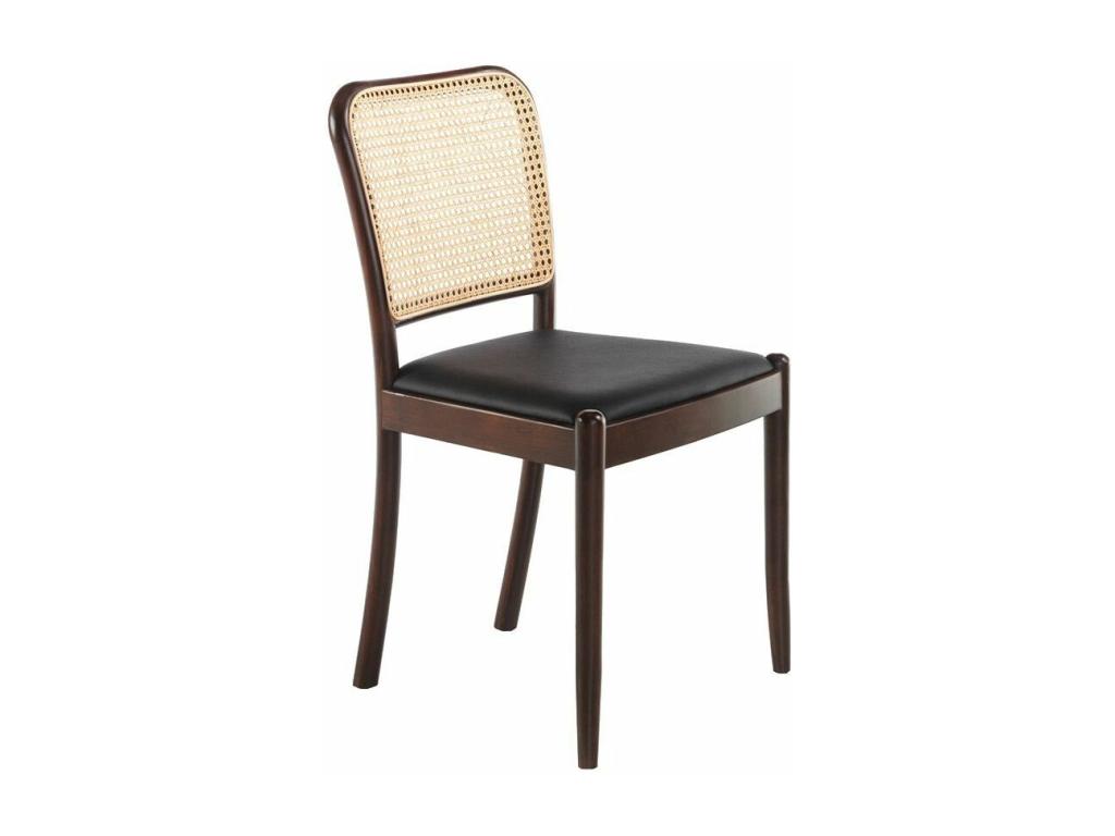 Homelumiere rattan chair in black faux leather and ash wood - Set of 2 - Colour: Homelumiere 75 Anthracite Grey