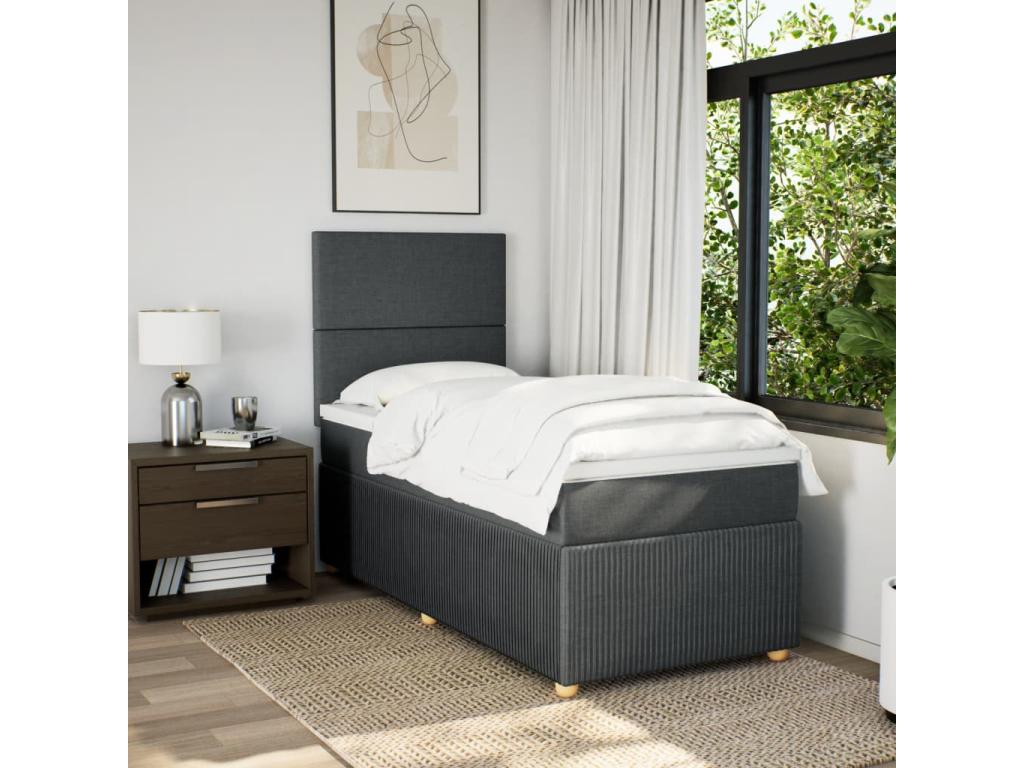 Homelumiere bed base and mattress, dark grey, 90x190 cm, fabric