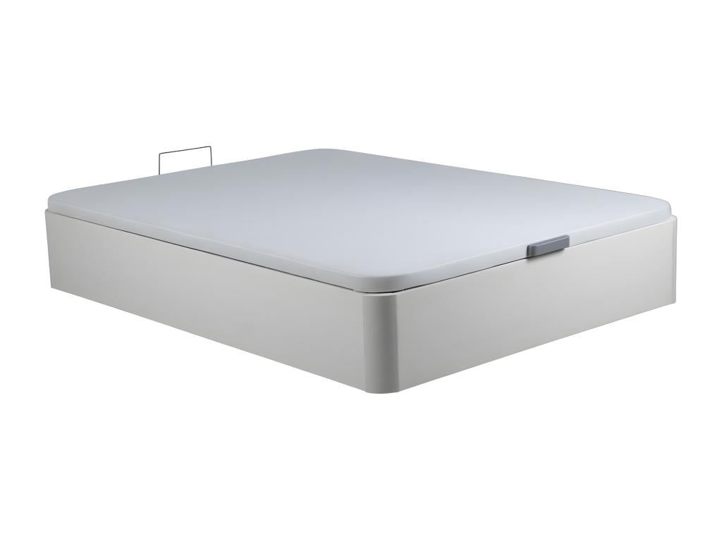160x200 cm storage bed base in faux leather - Matte white - Homelumiere