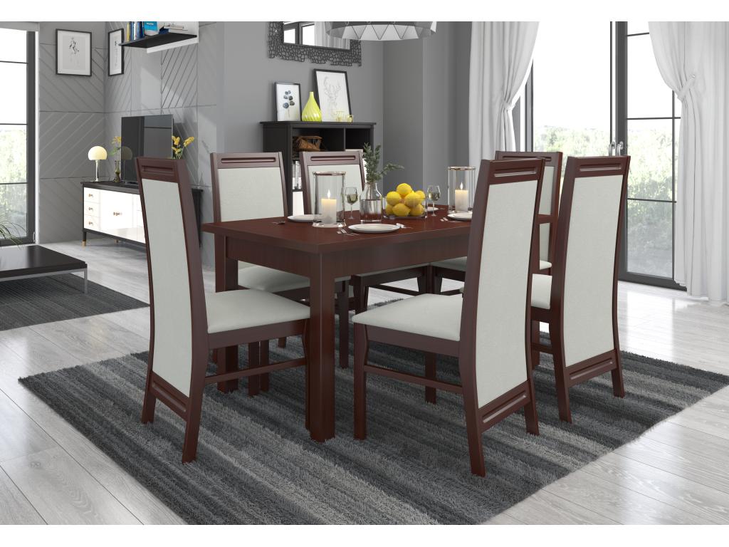 Chair in dark walnut wood and Bohometop-Tissu fabric 27102 11834BZMJ