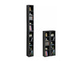 Modular MUSIC shelving for CDs and DVDs, set of 2 column storage units with 10 compartments in ash grey melamine