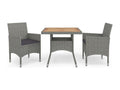 Bohometop 79127EZKN 3-Piece Garden Dining Set in Grey Wicker Resin