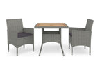 Bohometop 79127EZKN 3-Piece Garden Dining Set in Grey Wicker Resin