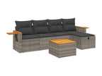 6-piece garden furniture set with grey resin wicker cushions 51421MEHQ